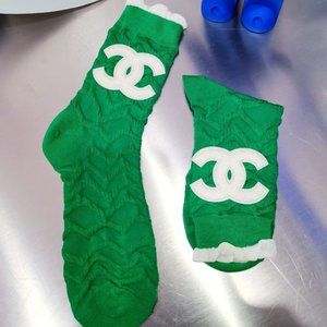 New green mid-tube pile socks fashion fungus edge bubble cotton